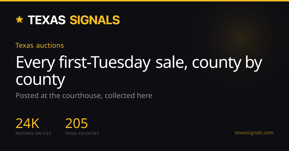 Texas Foreclosure Auctions 2026: First Tuesday Sale Calendar by County ...